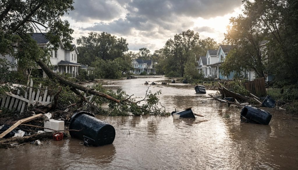 Flooded Florida street after a heavy afternoon storm