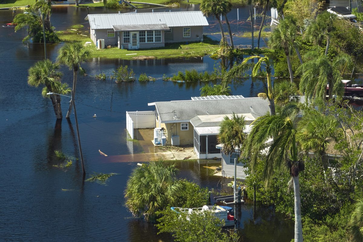 Florida homes surrounded by storm floodwaters