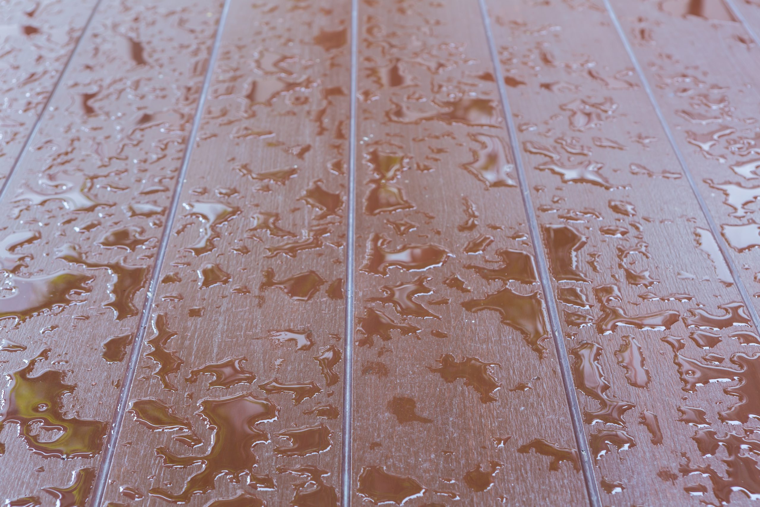 Water pooling across hardwood flooring in a Tampa property