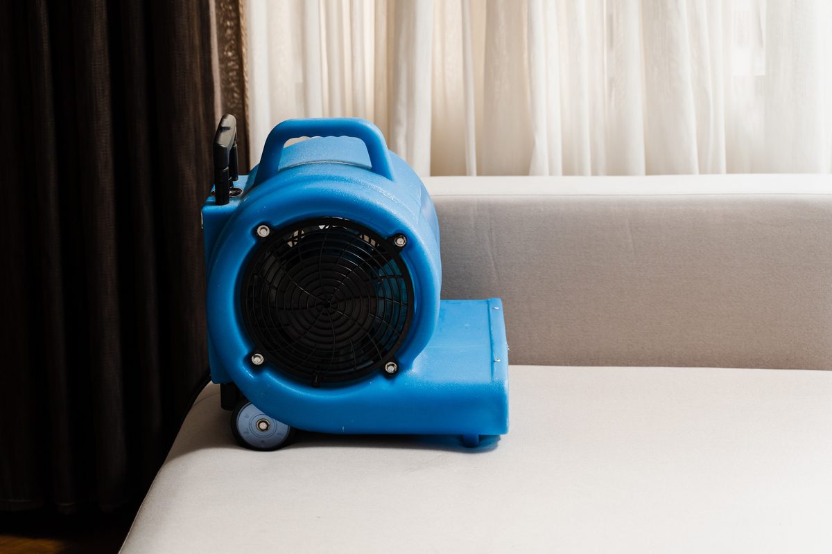 Air mover drying equipment used for structural drying after water damage